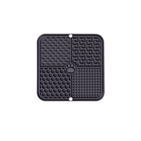 Silicone Dog Lick Mat, Slow Feeder with Strong Suction Cups, 1 Pack Dark Gray Pet Licking Pad, for Boredom Reduction Anxiety Relief Slow Eating Training Bath Grooming Feeding Use