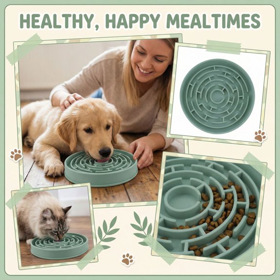 Silicone Dog Licking Mat with Suction Cups, Slow Feed Licking Pad for Mental Stimulation (Army Green)
