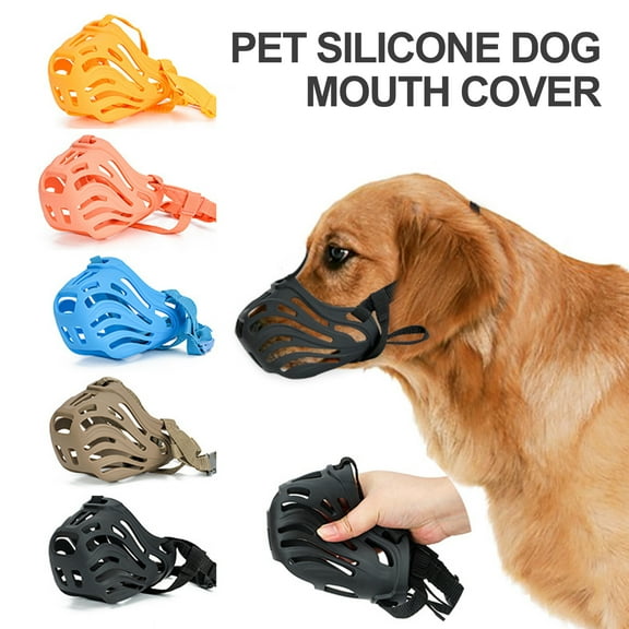 Silicone Dog Muzzle with Adjustable Strap Wear-resistant Portable Prevent Bite Pet Muzzle for Outdoor Walking Anti-Licking Anti-Barking Muzzle for Medium Large Dogs Pet Supplies