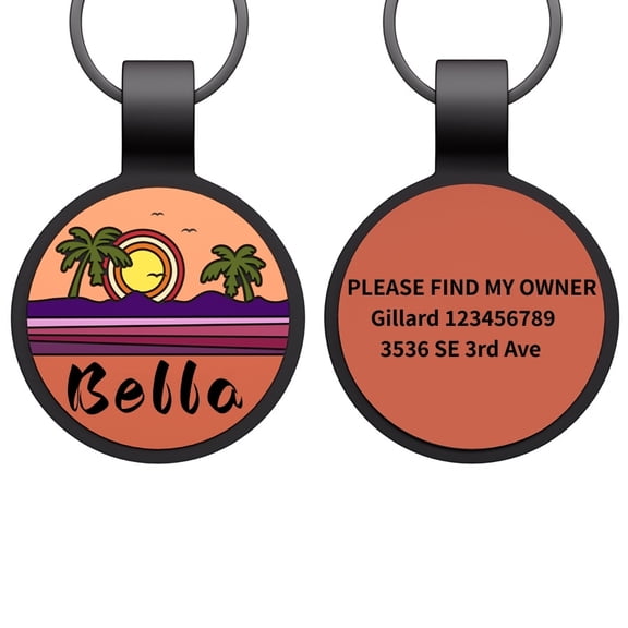 Silicone Dog Tag with Design, Silent Personalized Engraved Dog and Cat Name Pet ID Tags, Soundless No More Jingling Dog Tags Outdoor Colorful Designs, Mountain, Forest and Space Theme, D