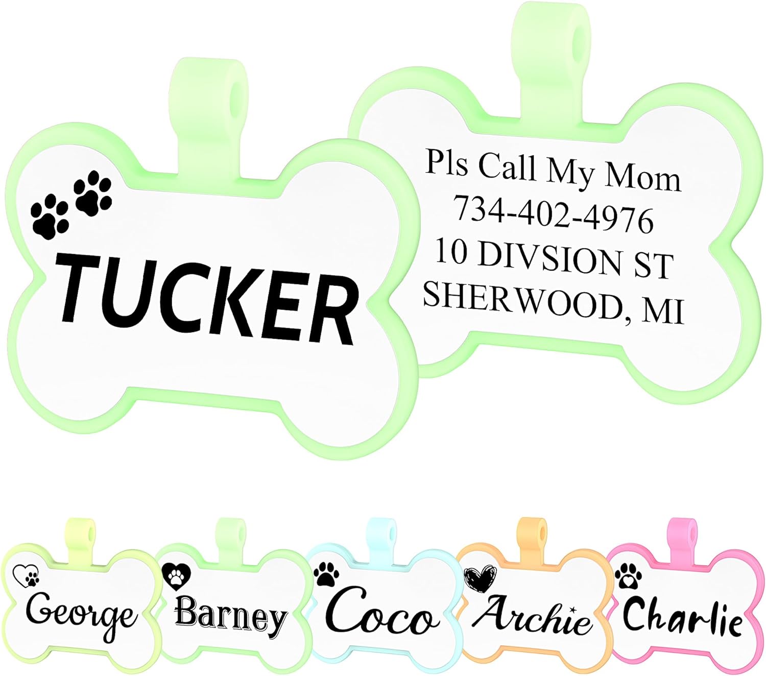 Silicone Dog Tags Personalized For Pets Glow In The Dark Silent Dog