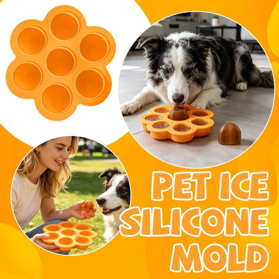 Silicone Dog Treat Mold, Frozen Dog Treat Molds, Dog Popsicle Mold, Dog Treat Mold, 8X8 Inch Flower Shaped 7-Cavity Tray, Flexible for Freezing Raw, Yogurt Dog Snacks