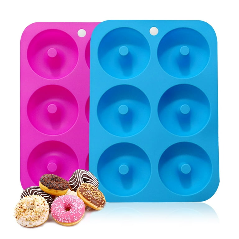 Silicone Donut Mold Heat Resistant, Make Perfect Donut Cake Biscuit Bagels,  BPA FREE and Dishwasher Safe, Set of 2 