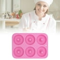 thumbnail image 1 of Silicone Donut Pan Non-Stick 6-Cavity Baking Mold for Oven Microwave,1PC,Pink, 1 of 9