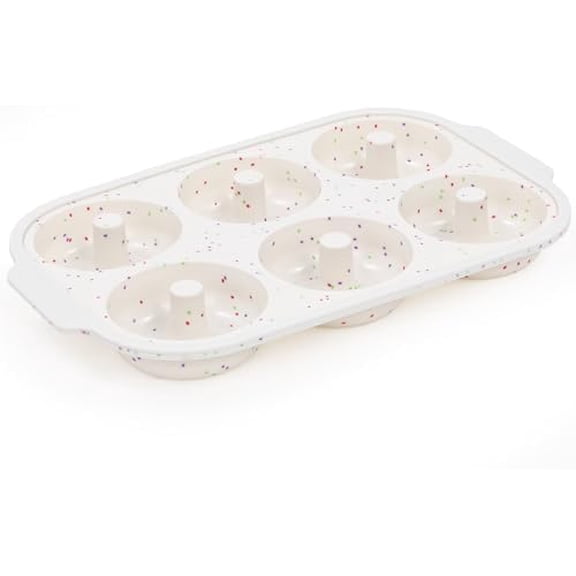 Silicone Donut Pan for Baking with Metal Reinforced Frame Nonstick 6 Cavity Donut Molds Doughnut Tray 3.25 Inch Large Bagel Molds 1Pc (Cream)