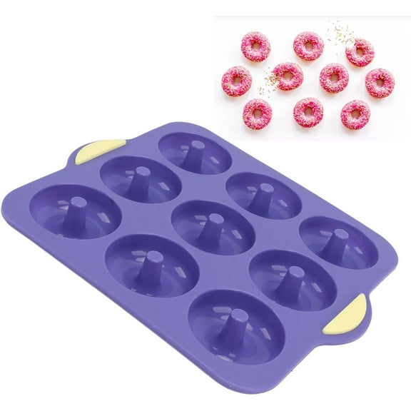 Silicone Donut Pans, Professional Donut Pans for Baking 9 Cavity Non-Stick Bagel Pan Silicone Donut Mold BPA Free for Baking Cake Biscuits Bagels Muffins