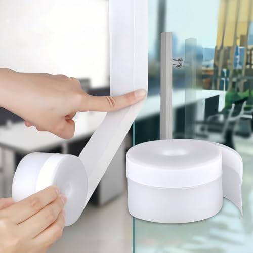 Silicone Door Seal Strip,1.77inx16.4FT,Strong Adhesive Transparent Weather Stripping for Sliding Windows and Door Frames,Seal Strip for Soundproofing,Dustproof,Waterproof,Windproof,Durable