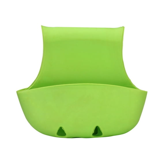 Silicone Double Sink Caddy Adjustable Non-Slip Saddle Organizer, Sponge Holder & Drain Drying Rack for Kitchen Countertop Dishwashing Accessories Green