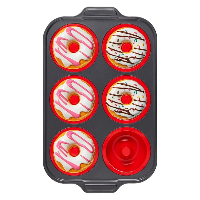 HONGBAKE Silicone Donut Pan for Baking with Metal Frame, 3.35 Inch ...