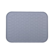 Silicone Drain Mat Non-Slip Heat Resistant Kitchen Counter Mat   Dish Drying & Glass Drain Mat for Sink, Bar & Countertop, Food Grade Silicone Insulated Table Protector for Home Kitchen, Grey