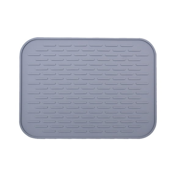 Silicone Drain Mat Non-Slip Heat Resistant Kitchen Counter Mat – Dish Drying & Glass Drain Mat for Sink, Bar & Countertop, Food Grade Silicone Insulated Table Protector for Home Kitchen, Grey