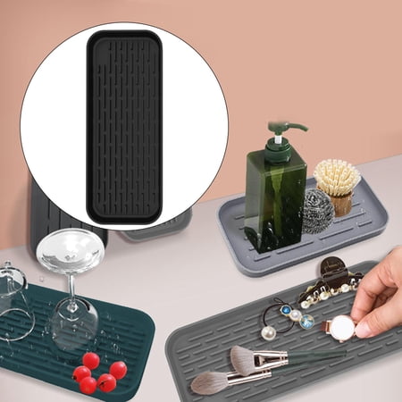 Silicone Drain Tray Protector Mats Kitchen Storage Tray Drip Tray Non Tableware Waterproof for Kitchen Countertop