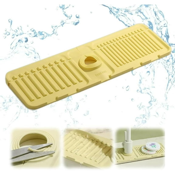 Silicone Draining Mat for Kitchen Sink,2024 Upgrade Kitchen Faucet Mat for Kitchen Sink Accessories Gadgets, Faucet Guard for Sponge Holder and Bathroom Countertop Protect (gray)