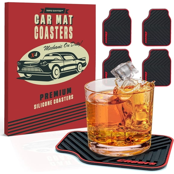 Silicone Drink Coasters, Funny Gag Novelty Car Enthusiasts Lovers Gifts for Men Him Ideas,Mechanic Guy Man Cave Garage,Brother,Son,D,Birthday Christmas Stocking Stuffer,Dirty Santa