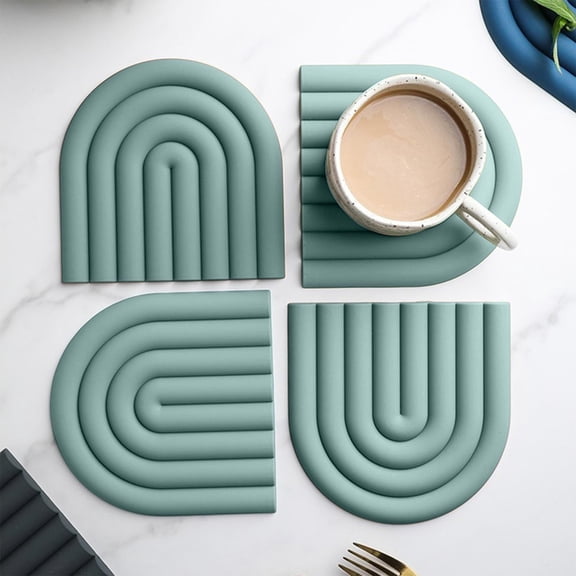 Silicone Drink Coasters,Heat Resistant Non Slip Trivet Mats,Reusable Silicone Coasters,Multipurpose Kitchen Potholders for Hot Cookware,Bowls,Plates and Coffee Mugs