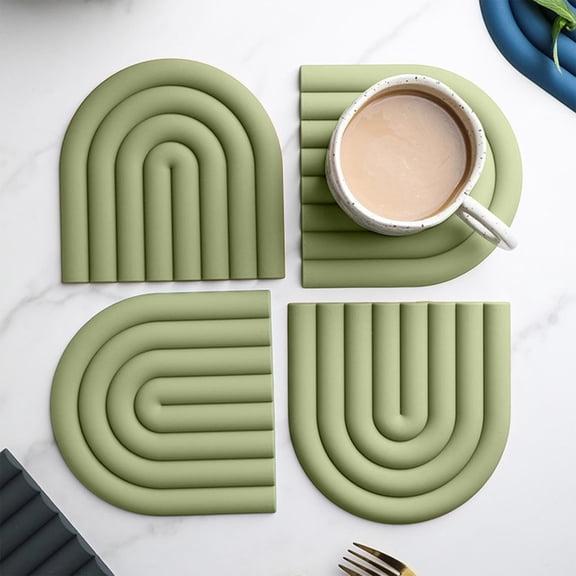 Silicone Drink Coasters,Heat Resistant Non Slip Trivet Mats,Reusable Silicone Coasters,Multipurpose Kitchen Potholders for Hot Cookware,Bowls,Plates and Coffee Mugs