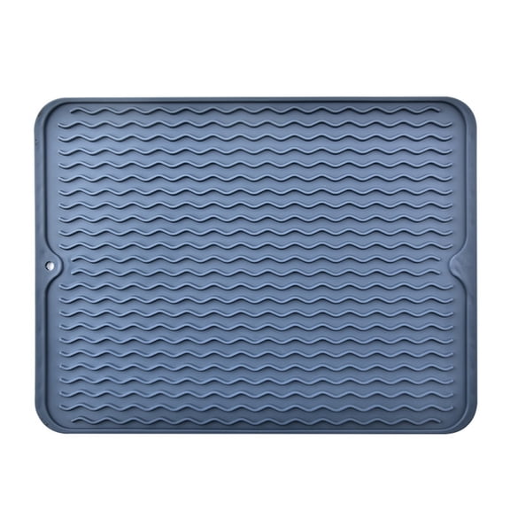 Silicone Drying Mat, Heat Resistant Non Slip Blue, Set of 2 Pack for Kitchen Countertop Dish Drying, Sound Insulation Shock Absorption Cutting Board Pad Counter Protector Table Mat for Home Daily Use