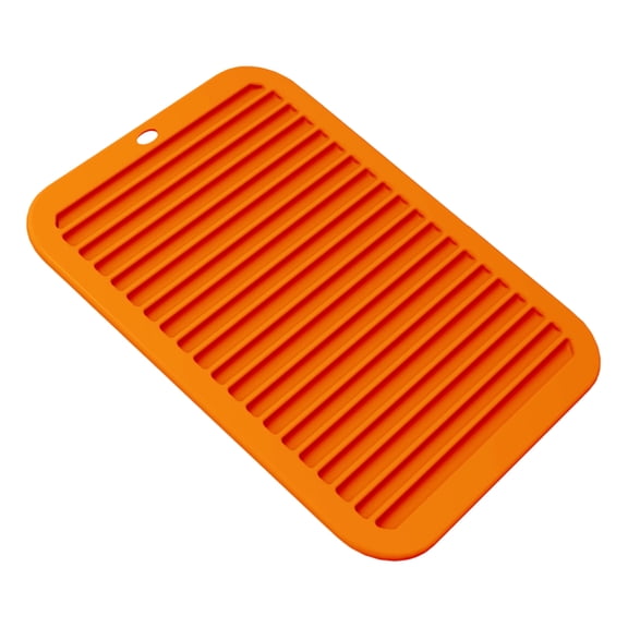 Silicone Drying Mat, Kitchen Counter Sink Drainage Pad Flexible Water Catcher Dish Draining Tray Cup Utensil Protector Heat Resistant Surface Saver Easy Clean Gray 12.2x9.45in Saffron