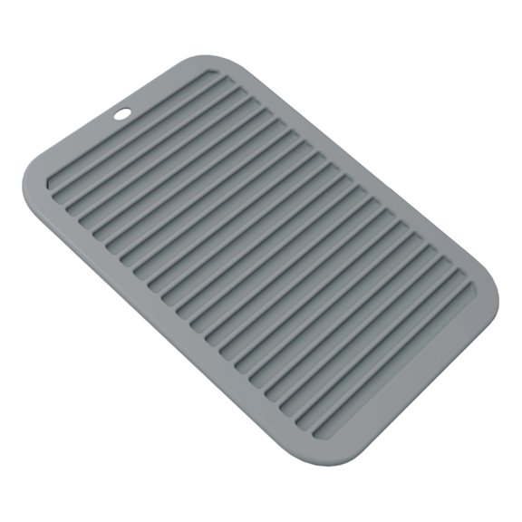 Silicone Drying Mat, Kitchen Counter Sink Drainage Pad Flexible Water Catcher Dish Draining Tray Cup Utensil Protector Heat Resistant Surface Saver Easy Clean Gray 12.2x9.45in Dark Gray