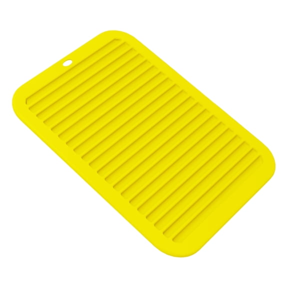 Silicone Drying Mat, Kitchen Counter Sink Drainage Pad Flexible Water Catcher Dish Draining Tray Cup Utensil Protector Heat Resistant Surface Saver Easy Clean Gray 12.2x9.45in Yellow