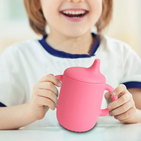 Silicone Duckbill Training Cup for Babies - Leak-Proof & Anti-Spill Learning Drinking Cup with Soft Spout, BPA-Free Infant Tableware Set (Dishwasher Safe,Pink)‌