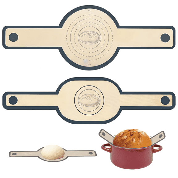 Silicone Dutch Oven Bread Baking Liner, Oval & Round Shapes, Nonstick Reusable Easy to Clean, 2 Pack