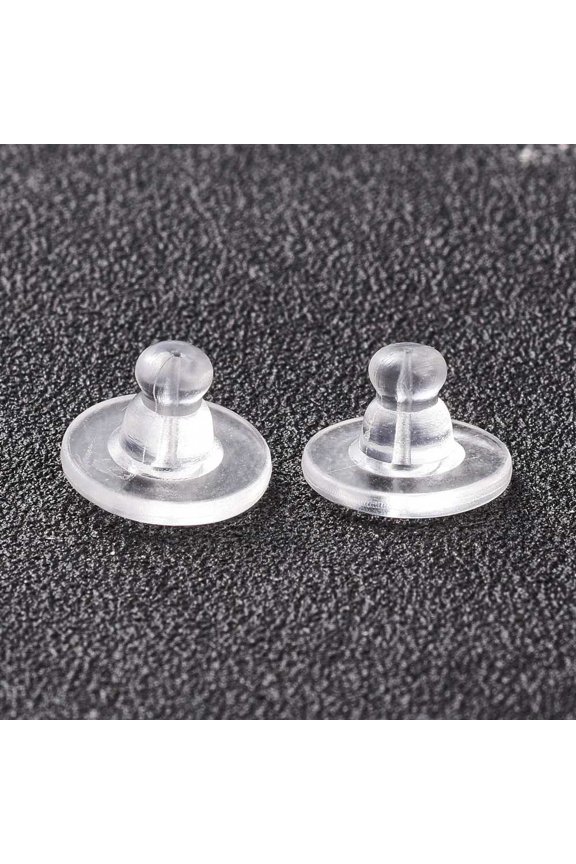 Silicone Ear Nuts Clutch Earring Backs with Pad for Stablizing Heavy Post Earrings for Stud Earring Making Clear 10x7mm Hole: 1mm