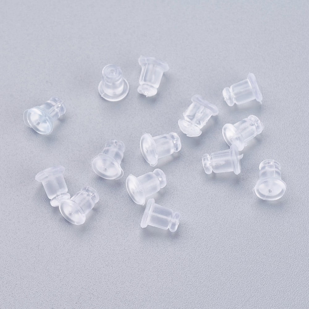 Silicone Ear Nuts Earring Backs Clear 6x5mm Hole: 0.7mm 500pcs/bag diy