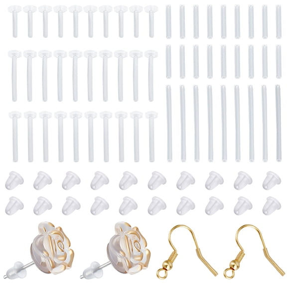 Silicone Ear Nuts set Clear Ear Cannula Clear 12x3mm Hole: 0.7mm 60pcs