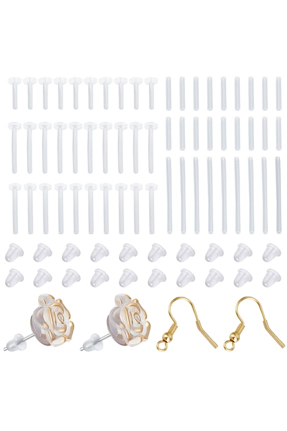 Silicone Ear Nuts set Clear Ear Cannula Clear 12x3mm Hole: 0.7mm 60pcs