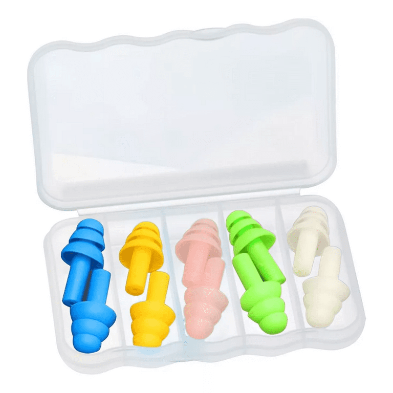 Silicone Ear Plugs for Sleeping Noise Cancelling 5 Pairs Reusable Earplugs  for Sleep with Case Great for Swimming, Concerts, Hearing Protection