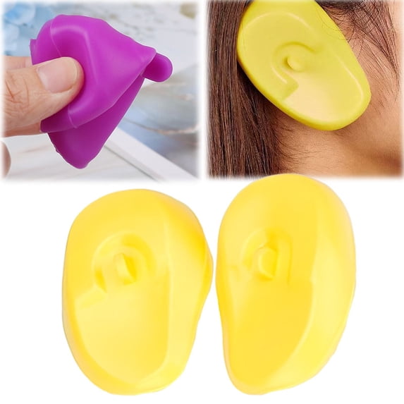 Silicone Ear Protectors Cozival Silicone Hair Dye Ear Covers, Reusable Protective Ear Caps for Coloring, Perming, Conditioning, Salon Hair Treatment Tools (1 Pairs), Hair Dye Ear Covers, Yellow