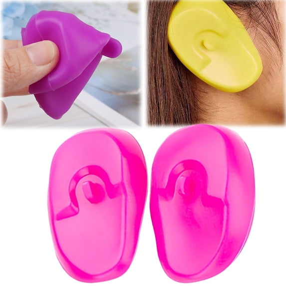 Silicone Ear Protectors Cozival Silicone Hair Dye Ear Covers, Reusable Protective Ear Caps for Coloring, Perming, Conditioning, Salon Hair Treatment Tools (1 Pairs), Hair Dye Ear Covers, Pink