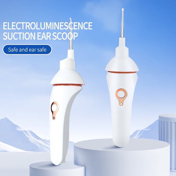 Silicone Ear Scoop Vacuum Cleaner,Electric Earwax Removal Kit, Earwax Removal Tool Electric Wax Remover Cleaning Ears,Ear Cleaning Tool for Whole Family Electric Children's Ear Scoop,White
