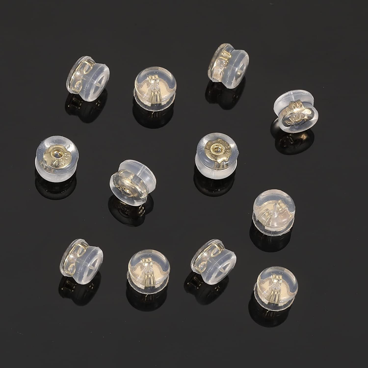 Earring Backs, 50pcs - Silicone Soft Earring Backs for Studs (Clear,8mm)