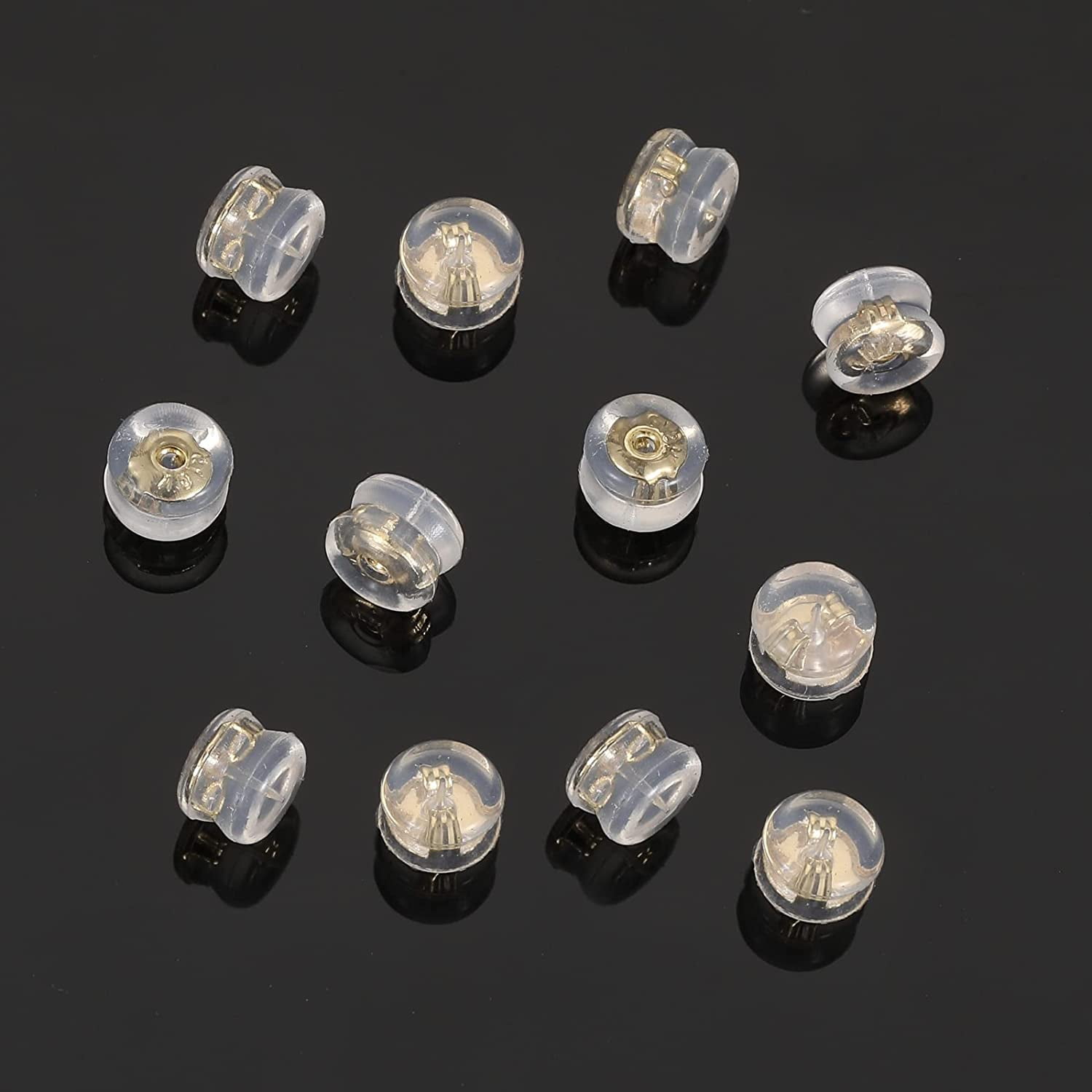 12X Locking Secure Earring Backs For Studs, Silicone Backs Earring Gold R6U5