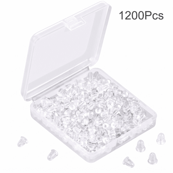 1200 Pcs Soft Clear Silicone Earring Backs, 4mm Diameter Ear Safety Back Pads Backstops Clutch Stopper Replacement for Fish Hook Earring Studs Hoops