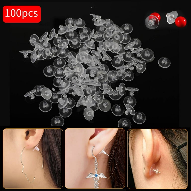 100 Clear Earring Back Stoppers (6mm) - Secure & Discreet