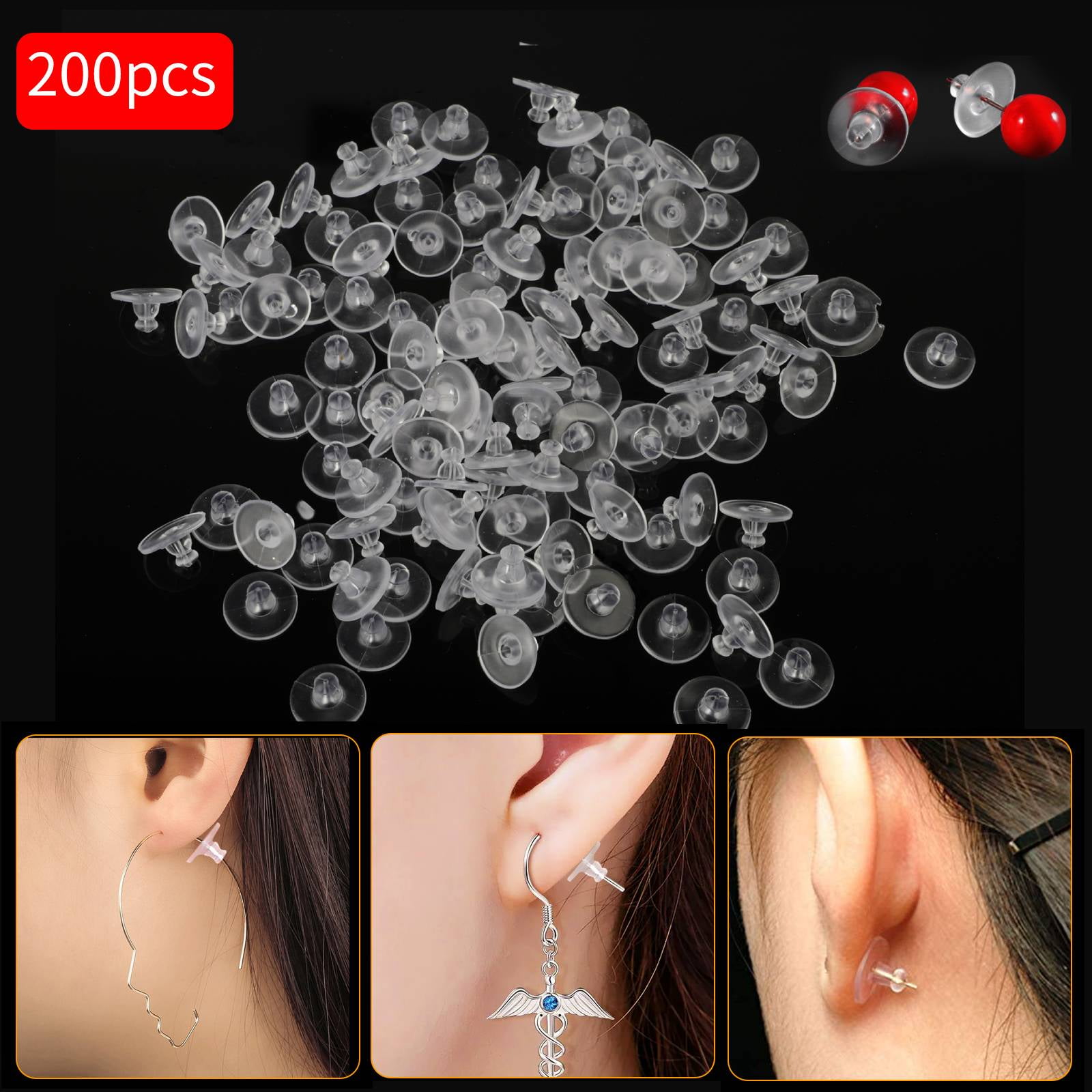 Zocita 100 Pcs Large Silicone Earring Backs with Pad, Safety Earring  Backings Bullet Clutch Stopper Replacement for Fish Hook Earrings Studs  Hoops