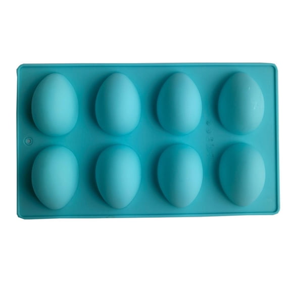 Silicone Easter Egg Mold,5-Cavity Non-Stick Food Grade Baking Kit for Chocolate Cake Soap Ice Balls,Reusable Multi-Purpose Craft Tray for Holiday Candy Making and DIY Home Decor Projects(Blue)