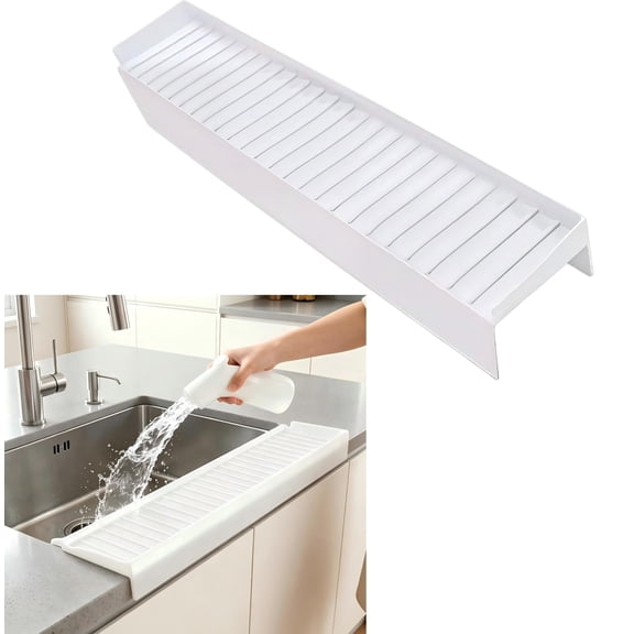 Silicone Edge Protectors for Kitchen Sink, Multifunction Splash Guard & Draining Mat for Granite Quartz Countertops, Transparent Sink Accessories for Bathroom