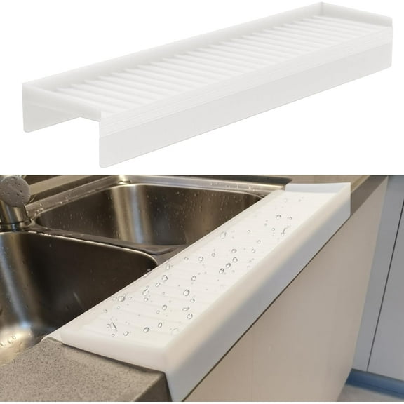 Silicone Edge Protectors - Splash Guard & Draining Mat for Kitchen, Bathroom Sink, Countertops