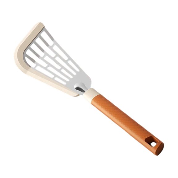 Silicone Edged Slotted Stainless Steel Spatula, Non Stick Heat Resistant Cooking Turner, Kitchen Slotted Frying Spatula for Eggs Steak Pancakes, 12.44 Inch, Orange by XSAOP
