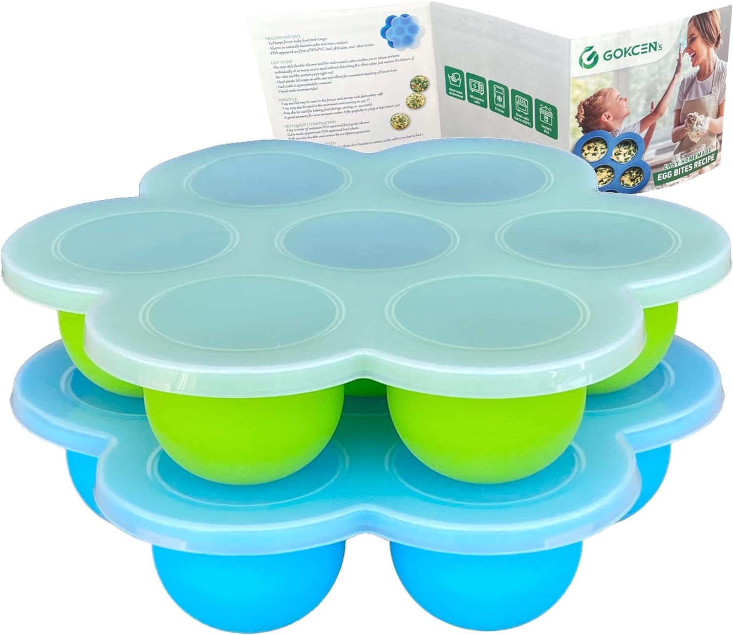 Silicone Egg Bites Molds [2 Pack] Pot Accessories - Fits Instant Pot 5, 6, 8 Quart Pressure Cookers - Food Freezer Tray with Lid - Reusable Storage Container (Pink and Green - Egg Bites Molds) - Walmart.com