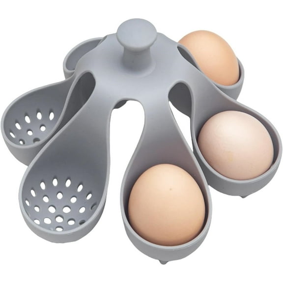 Silicone Egg Cooker | Non-Stick Boiling Tray with Drainage Holes | Perfect Hard Boiled or Poached | Flexible Kitchen Gadget | Reusable Poacher Cups Set