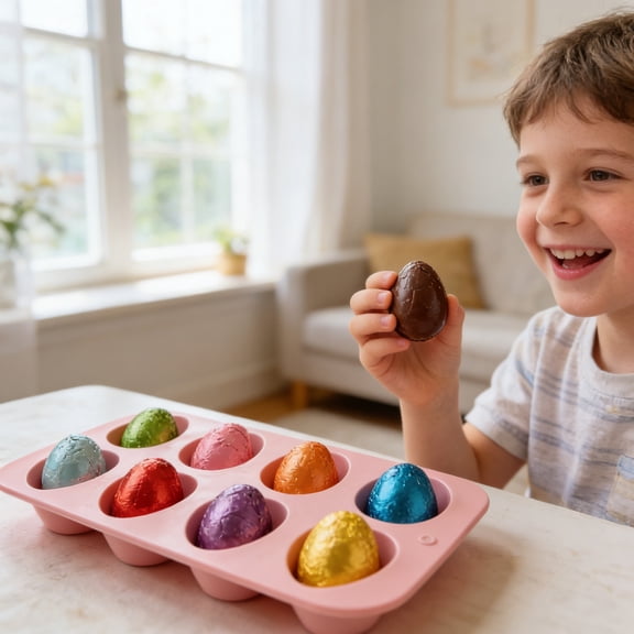 Silicone Egg Molds 8 Cavity Egg Shape Non-stick Baking Molds Tray DIY Baking Tool Easter Egg Pan for Chocolate Cake Dessert