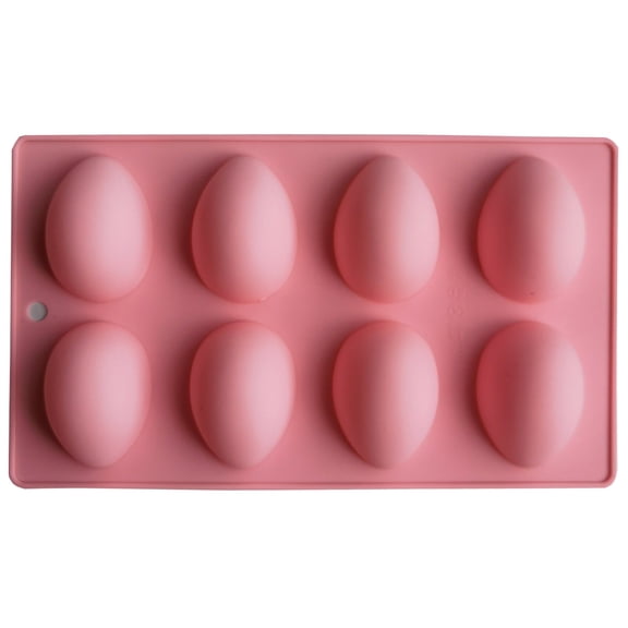 Silicone Egg Molds Easter, 8-Cavity Easter Egg Shape Silicone Molds, Food-grade Easter Baking Supplies for DIY Cake Decoration, Chocolate, Candy, Jello, Ice Cube, Pudding, Soap, Pink