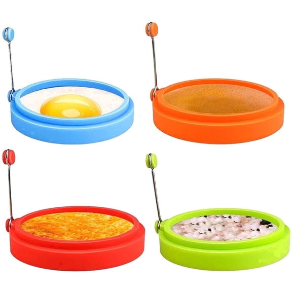 Ddluck Silicone Egg Rings 4 Pack, Multicolor Non-Stick Heat Resistant Egg Molds for Breakfast Pancake Cooking