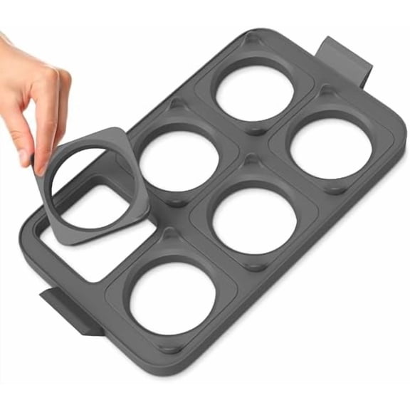 Silicone Egg Rings for Griddle (16.5"x8.9")  6 Removable Silicone Egg Molds for Griddle (3.7" Round & 4" Square) for Frying Eggs  Non-Stick, Heat-Resistant, Ergonomic Handles for Faster Cooking