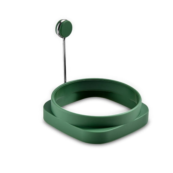 Silicone Egg Rings with Handle, Large Ring for Frying Eggs, Round Mold for English Muffins - Griddle Cooking Shaper for Breakfast , 2-in-1 Square and Round Egg Ring for Frying Eggs,Army Green